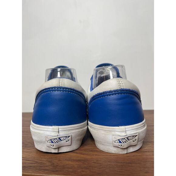 Vans Old Skool Leather Low Top White Nautical Blue M8.5/W10 Skater Casual - Picture 6 of 8